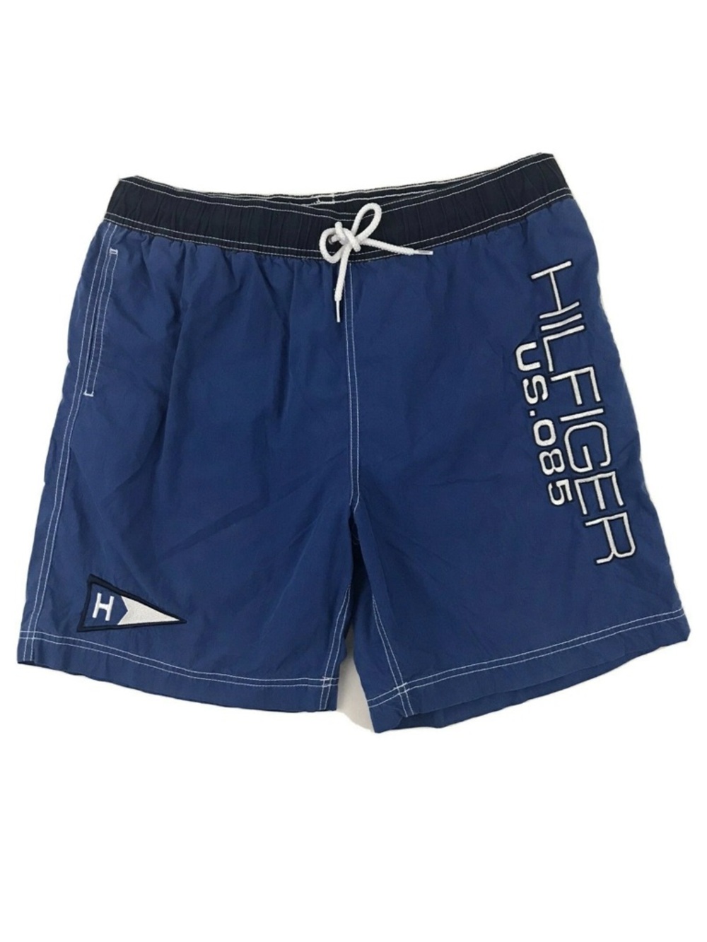 Tommy Hilfiger US.085 Mens Swim Trunks Shorts Spell Out Lined Size XL Blue